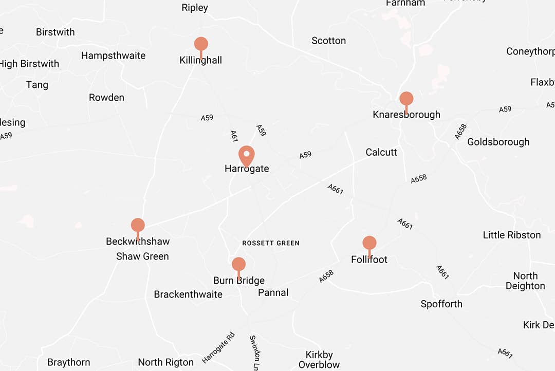 Harrogate North Yorkshire service area map